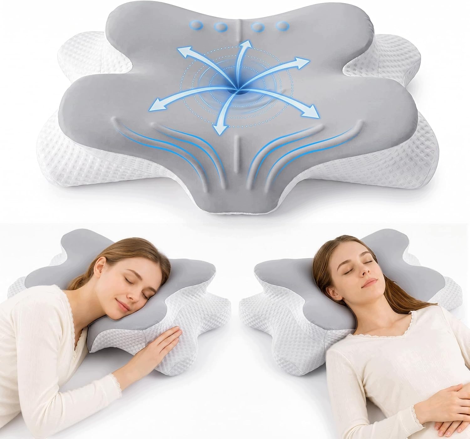 Toohub Poduszka pod głowę z pianki z pamięcią kształtu, ergonomiczna ortop