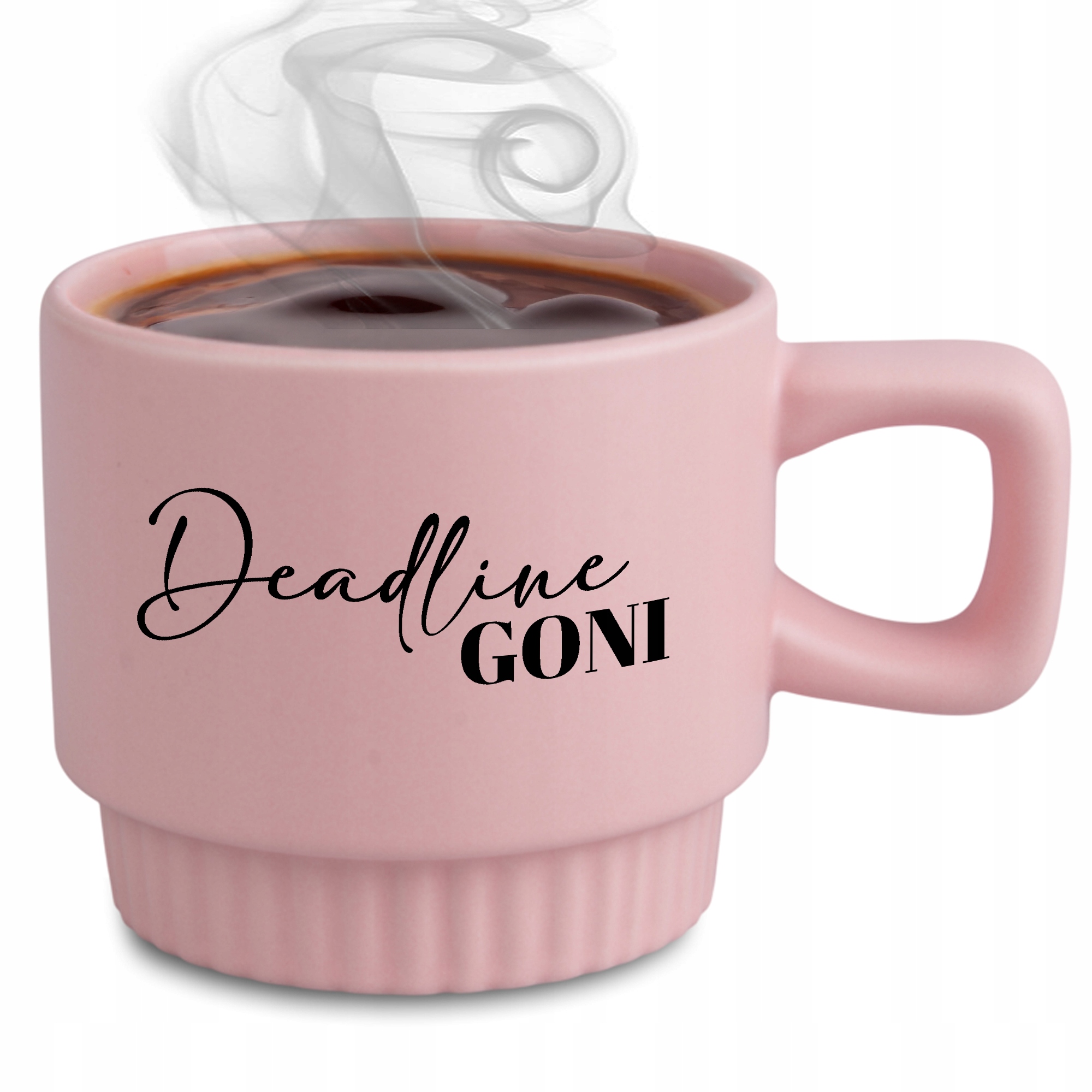 Ryflovaný hrnček ružový Deadline Goni do práce v kancelárii Darček pre kolegu