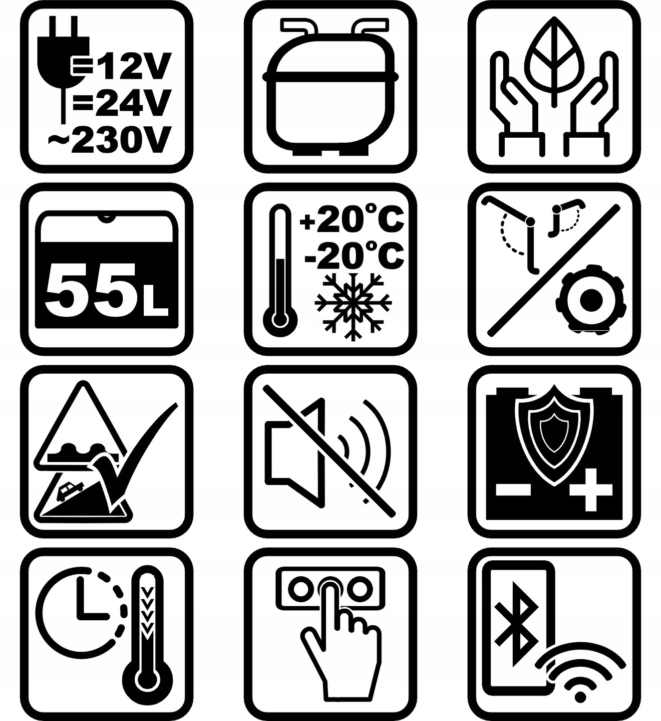 55L lodówka zamrażarka -20°C 12V/24V|230V BT bluetooth samochodowa + kółka Marka Wertberg