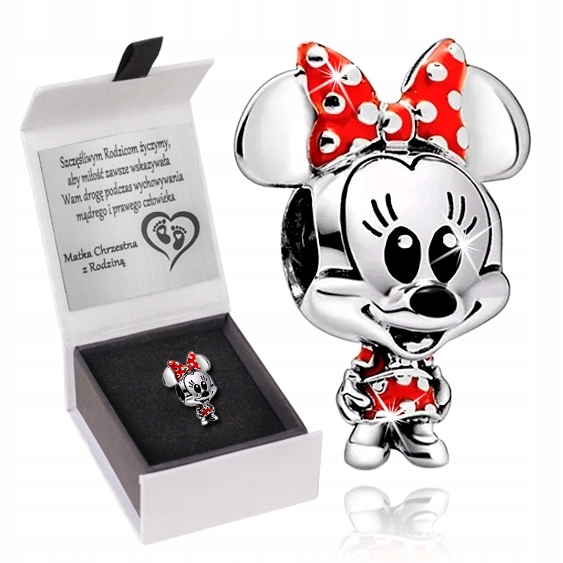 

Charms Myszka Minnie Zawieszka Srebro S925 Grawer