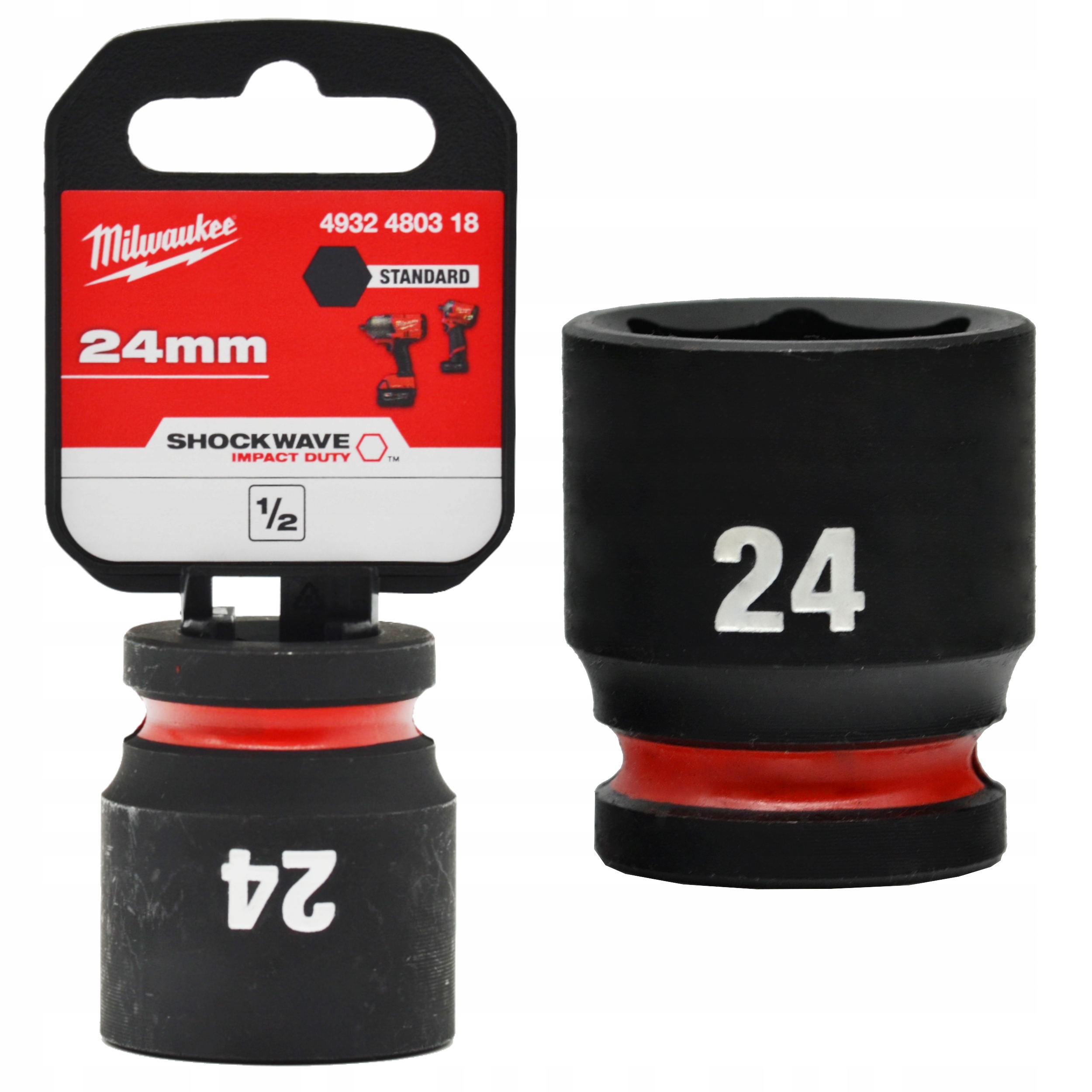 Nasadka Udarowa Shockwave Impact Hex 1/2" Krótka 24MM 6-KĄTNA Milwaukee