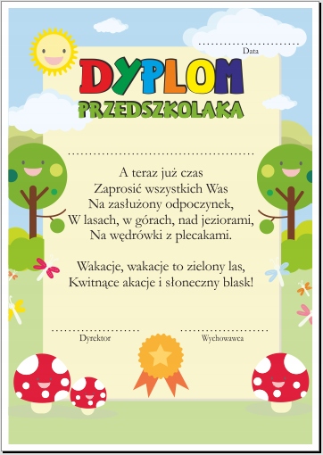 

Dyplom: Przedszkolaka (Wzór 2) A4, papier 300g