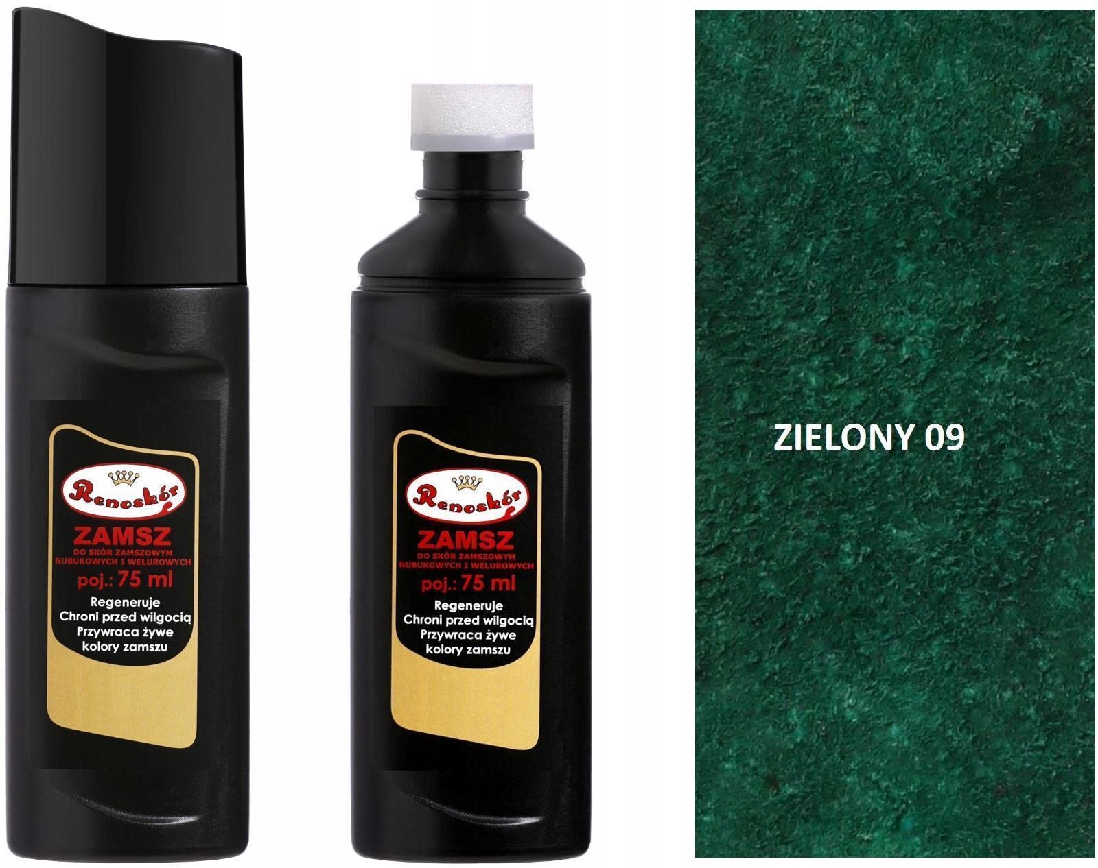 ZIELONY RENOWATOR KOLORU SKÓRY ZAMSZU NUBUKU WELURU PŁYN RENOSKÓR PASTA EKO