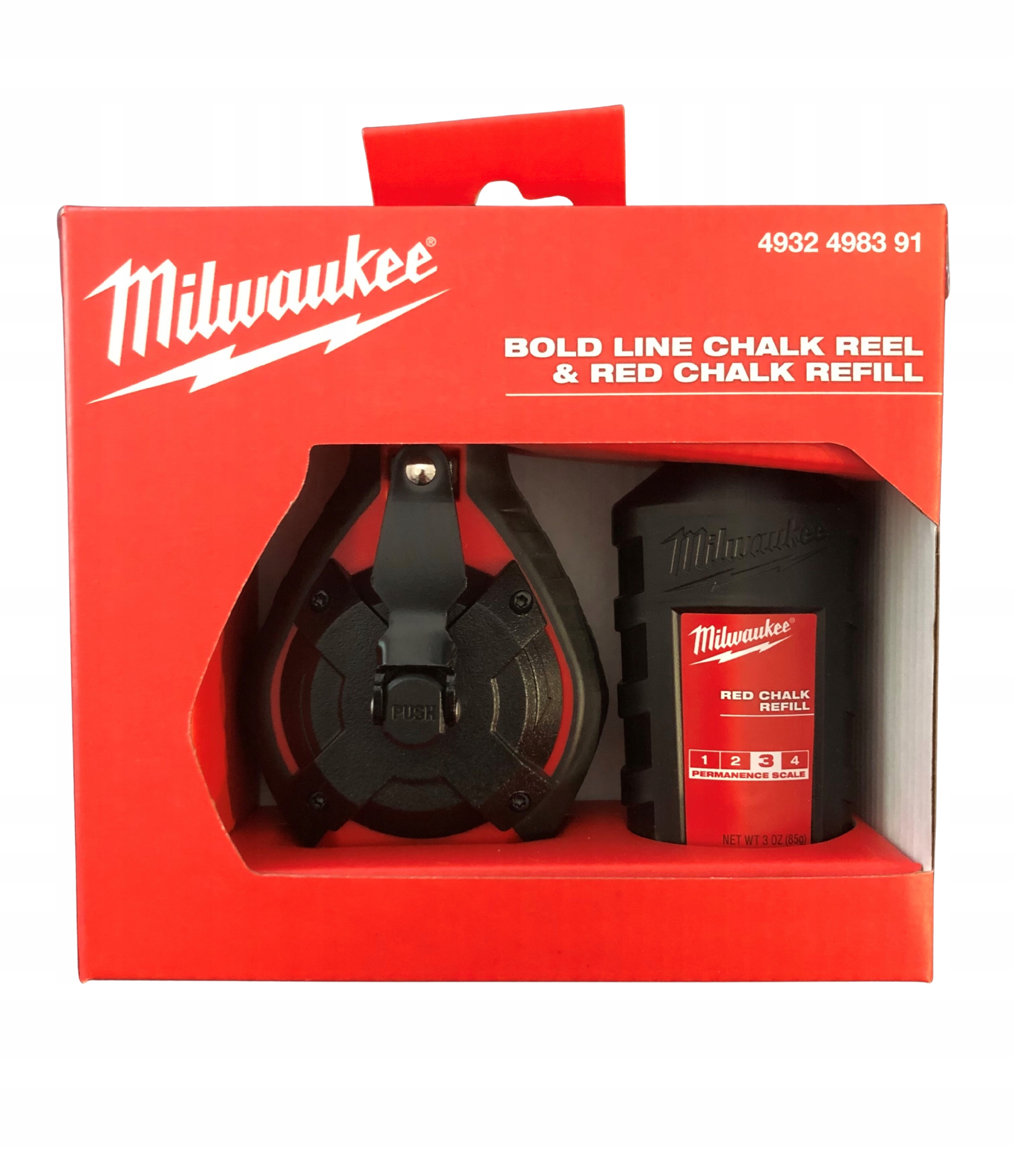 Silná křídová linka červená křída Milwaukee 4932498391