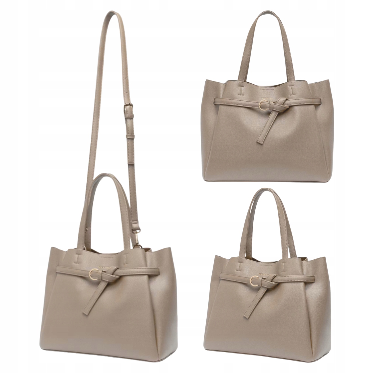 Béžová shopper kabelka Puccini BK2251030D-2A velká A4 přes rameno, ekokůže