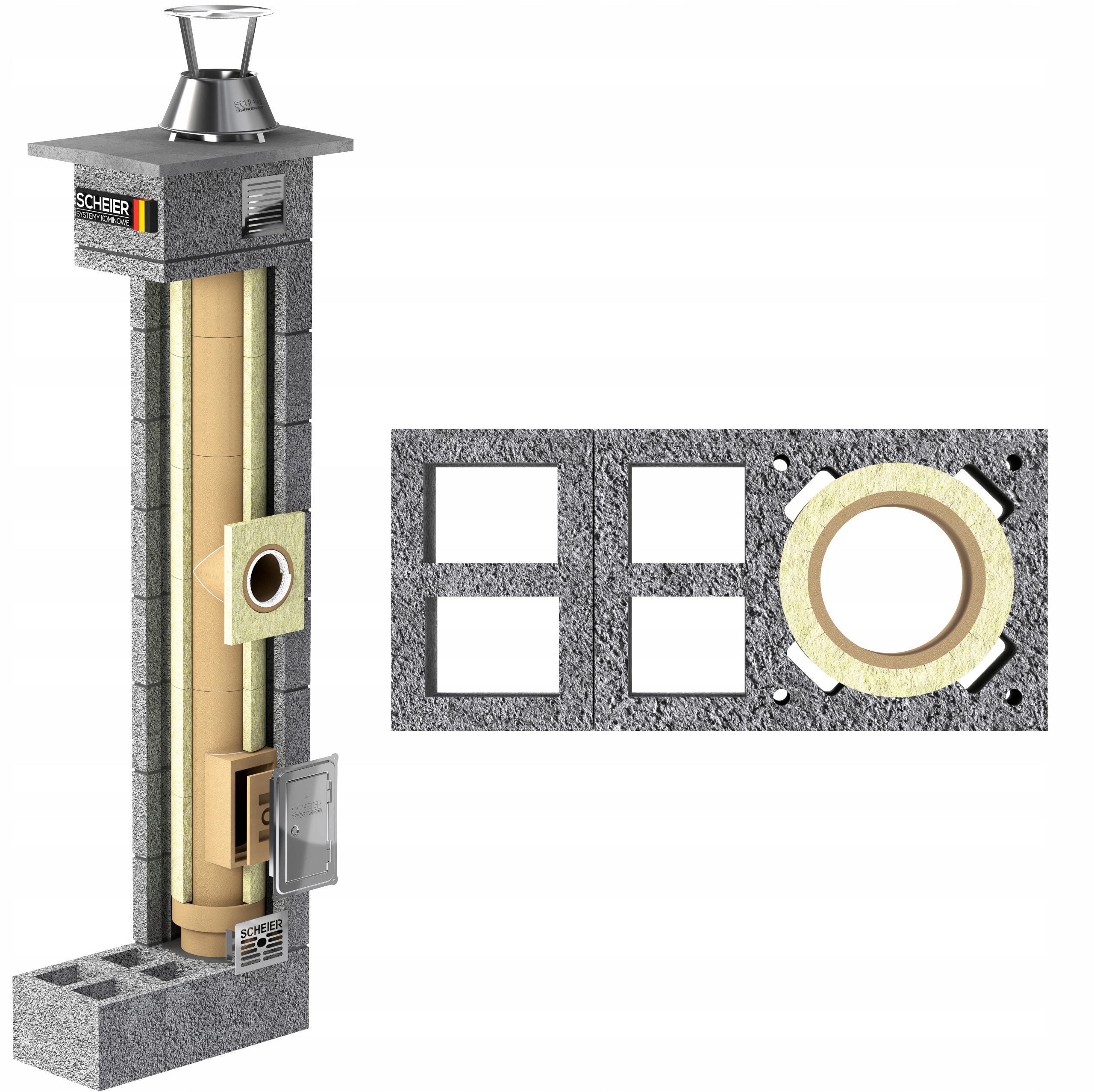 Systémový komín 6 m fi 200 keramický 36x78 všechna paliva Scheier Max