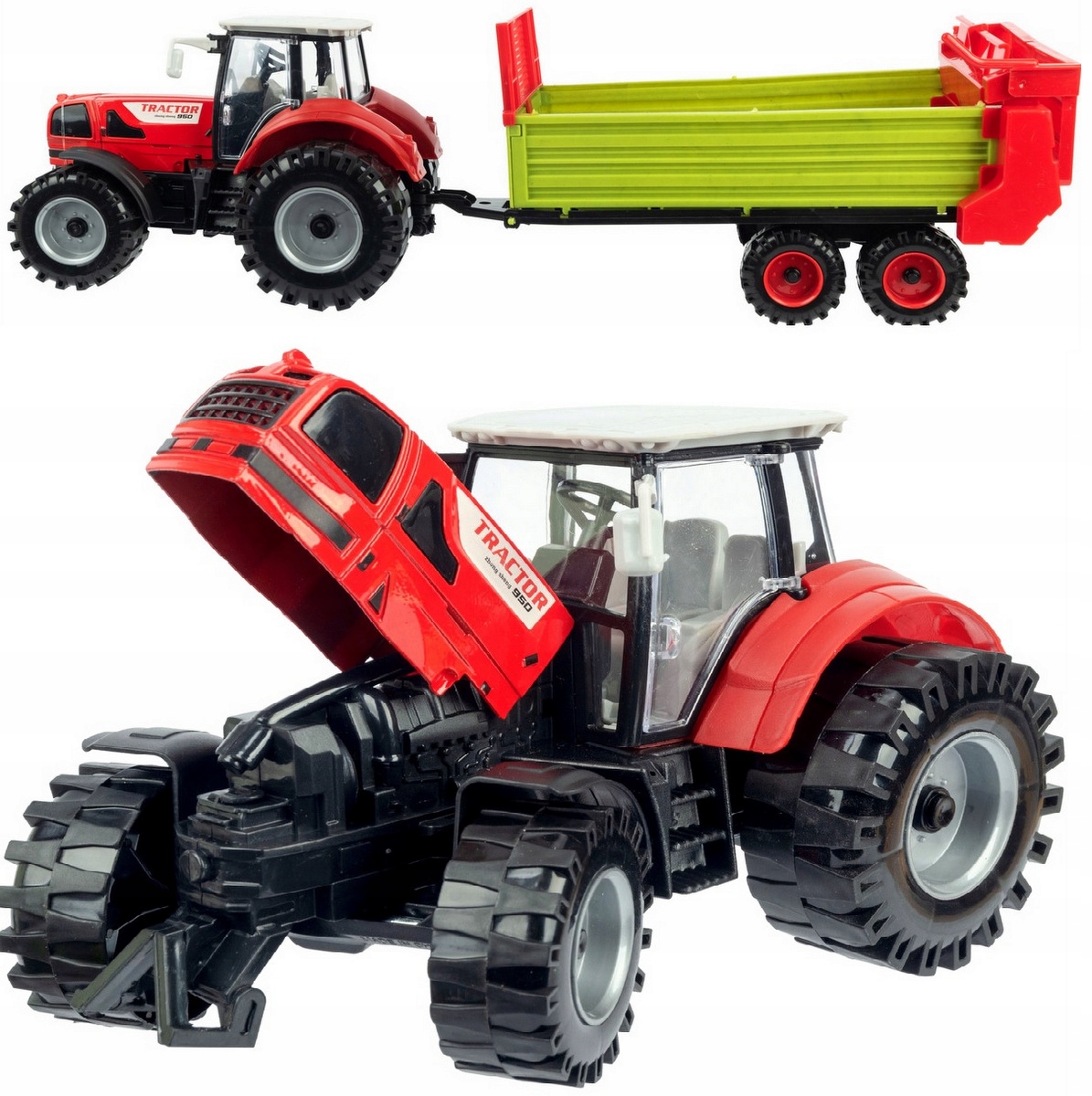 

Duży Traktor z Przyczepą Ciągnik Napęd Ruchome ele
