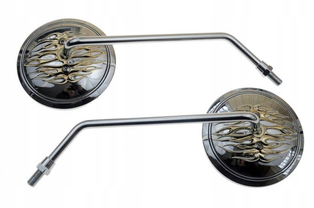 KA42GN - Дзеркала кругле полум'я хром чоппер DRAG M10