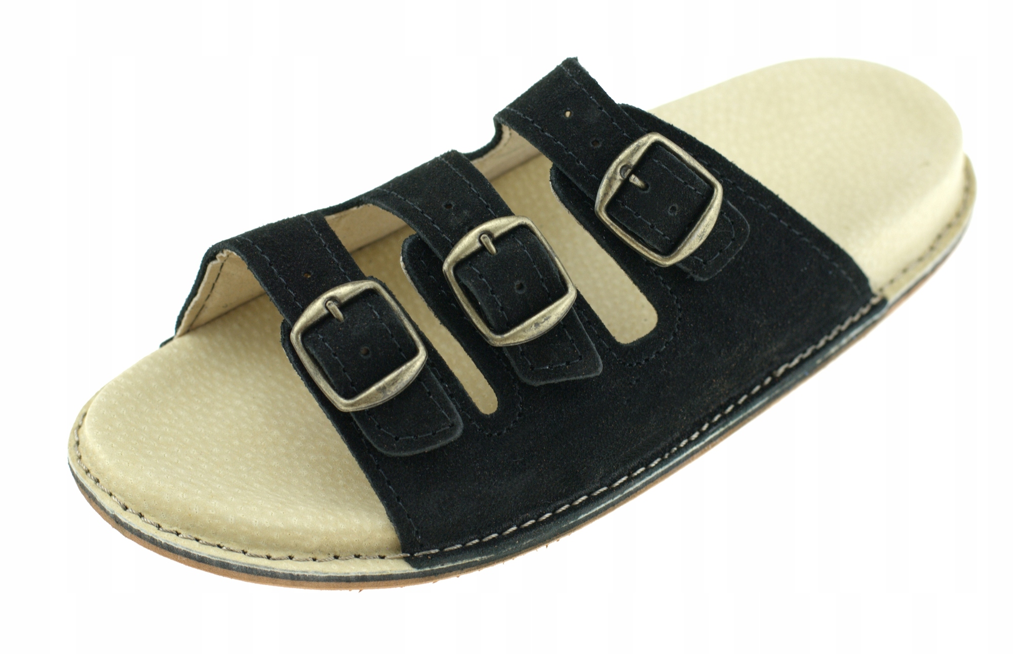 

Klapki skórzane Fusbet, Trzy Paski, Czarne 38