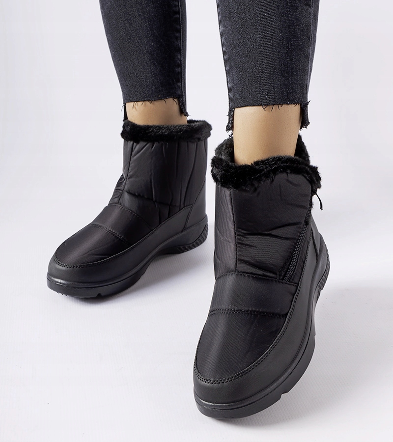 Czarne ocieplane śniegowce z suwakiem 25631 25631 rozmiar 38 Płeć kobieta