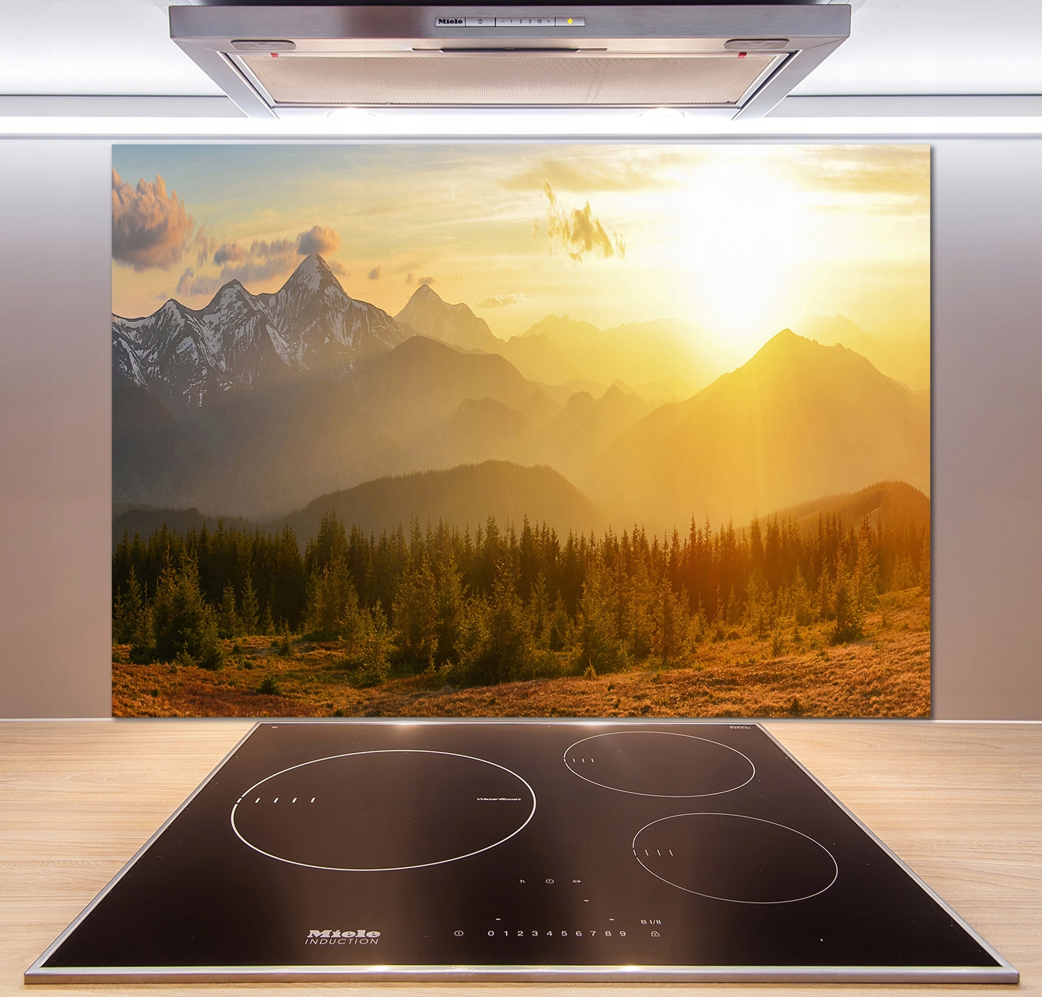 

Panel do kuchni Zachód słońca góry 100x70 + Klej