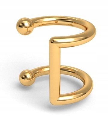 

Złoty kolczyk nausznica na ucho zacisk Srebro 925