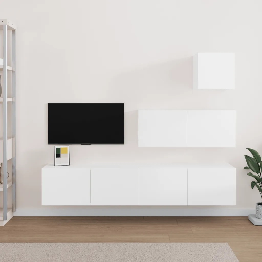 4dílný set Tv skříněk bílý kompozitní dřevo Bílá 3114646