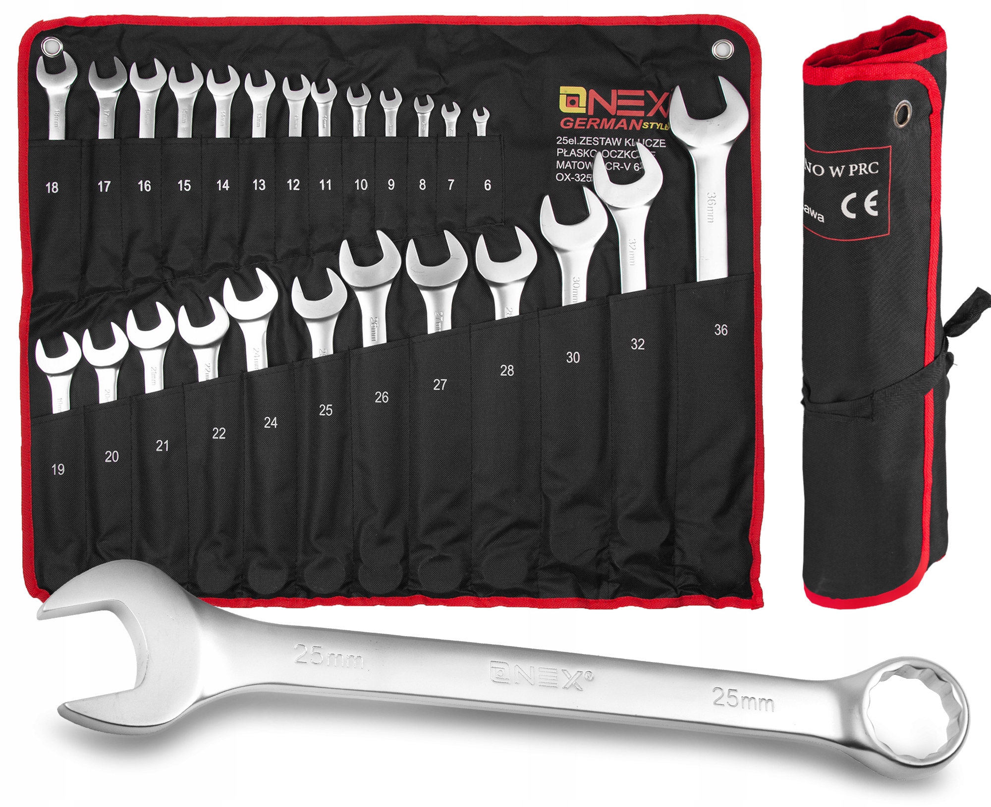 Klucze Płasko Oczkowe 6-36 mm 25 szt Zestaw Mocne