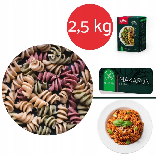 Levně Bezlepkové těstoviny Fusilli tricolor Incola 2,5 kg bez vajec pšenice a laktózy