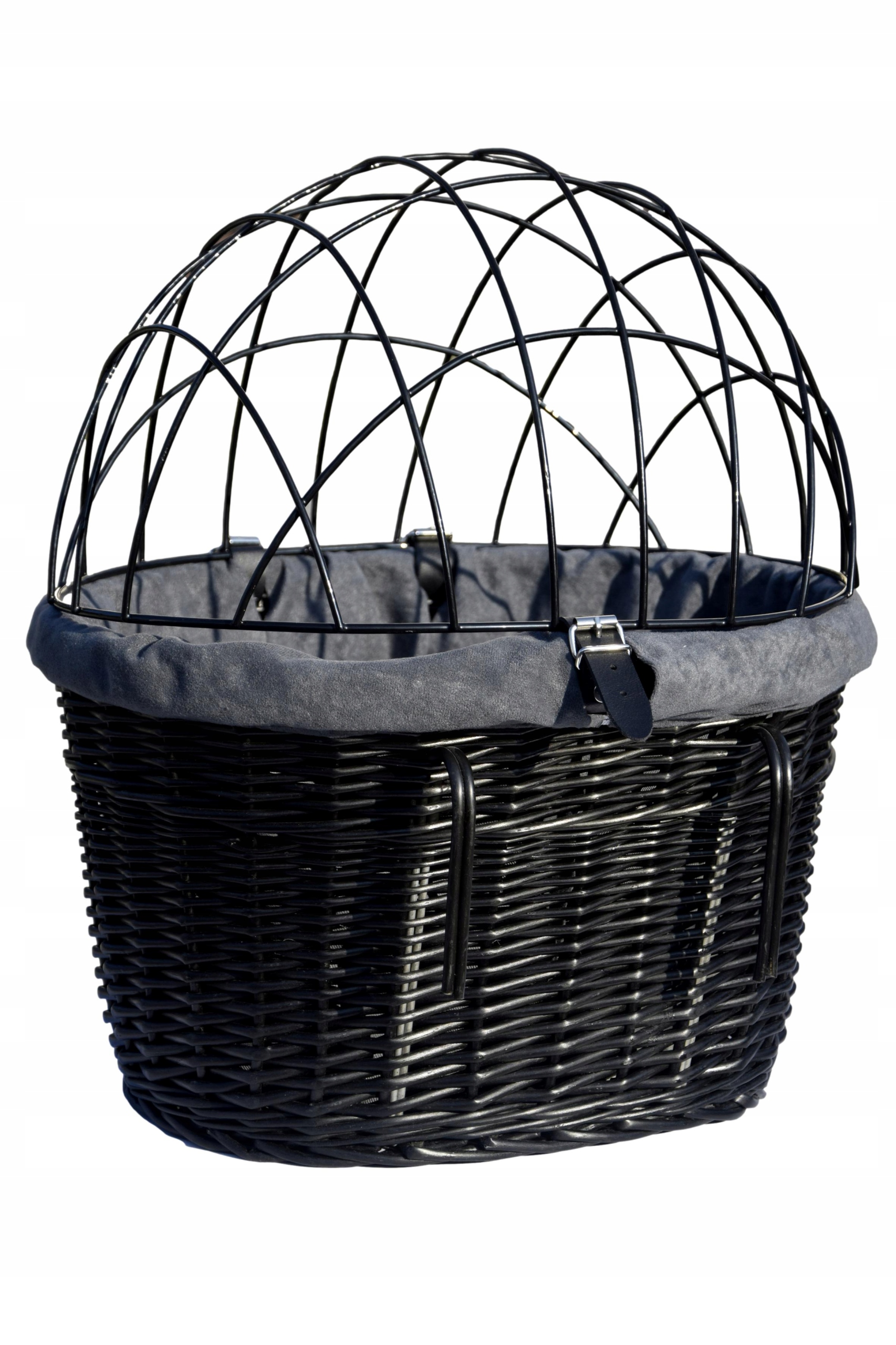 Duży kosz dla psa na rowerowy z kratką Obszyciem Czarny Koszyk