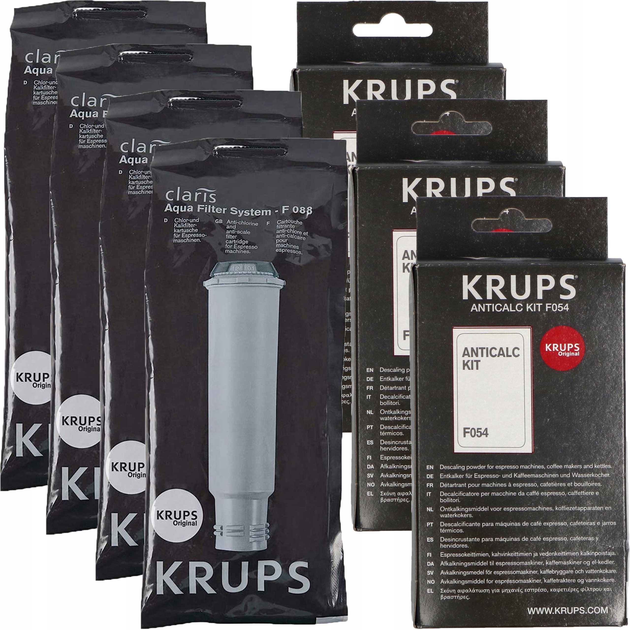 4x Filter 3x Odvápňovač pre kávovar Krups EA8908 EA873810 EA875U10 EA8901