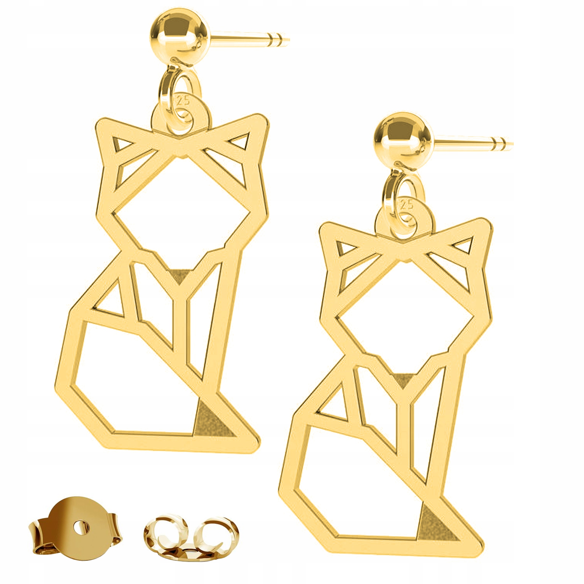 Náušnice zlaté Kočka Kotě Zvíře 925