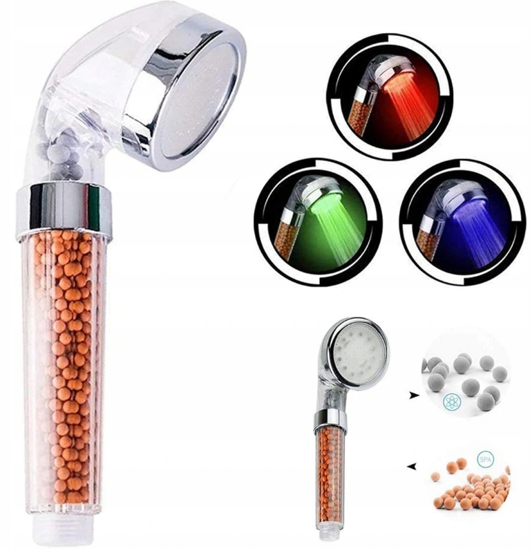 SŁUCHAWKA PRYSZNICOWA ŚWIECĄCA PRYSZNIC KOLORY LED Kolor biały