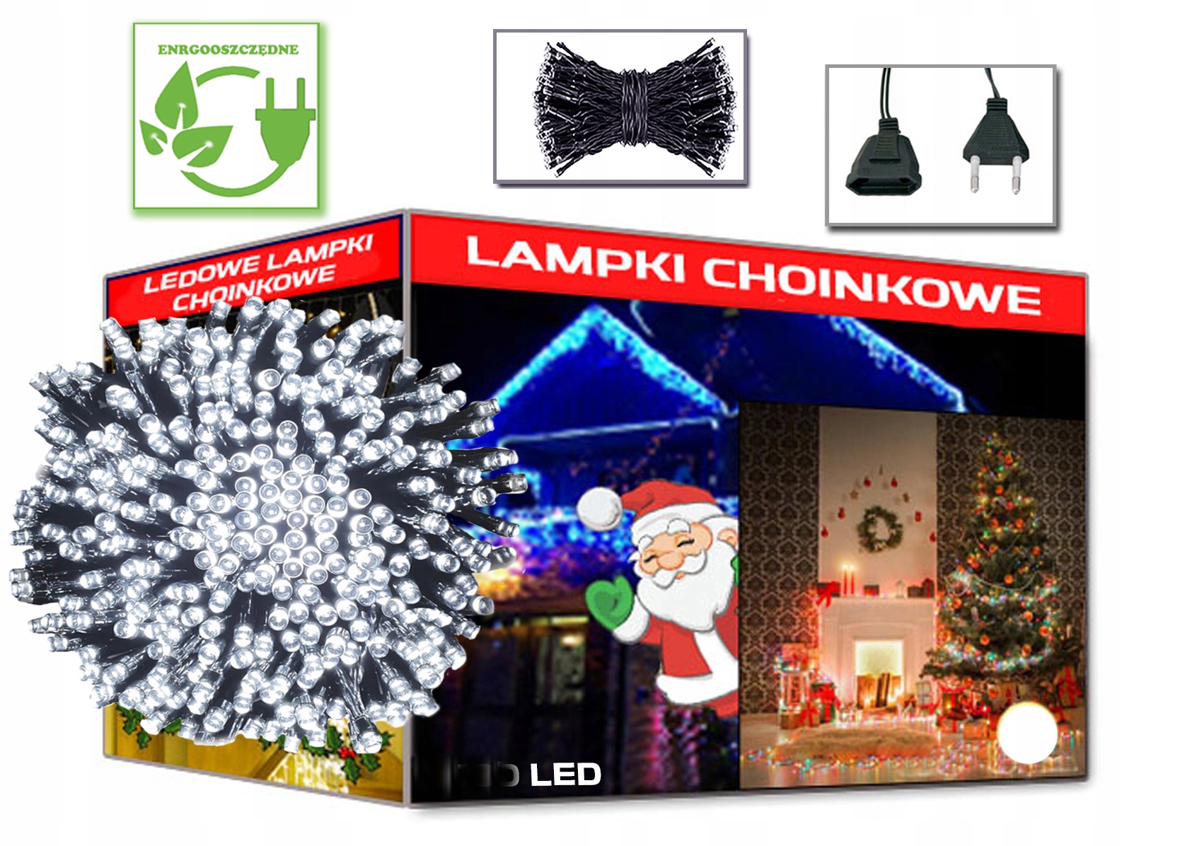 

Lampki Choinkowe Białe Zimne 200 Led Świąteczne
