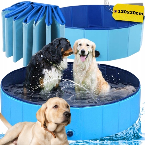 Bazén Pro Psa 120x30 cm Zvířata Děti Zahradní Skládací Bazén 310 L XXL