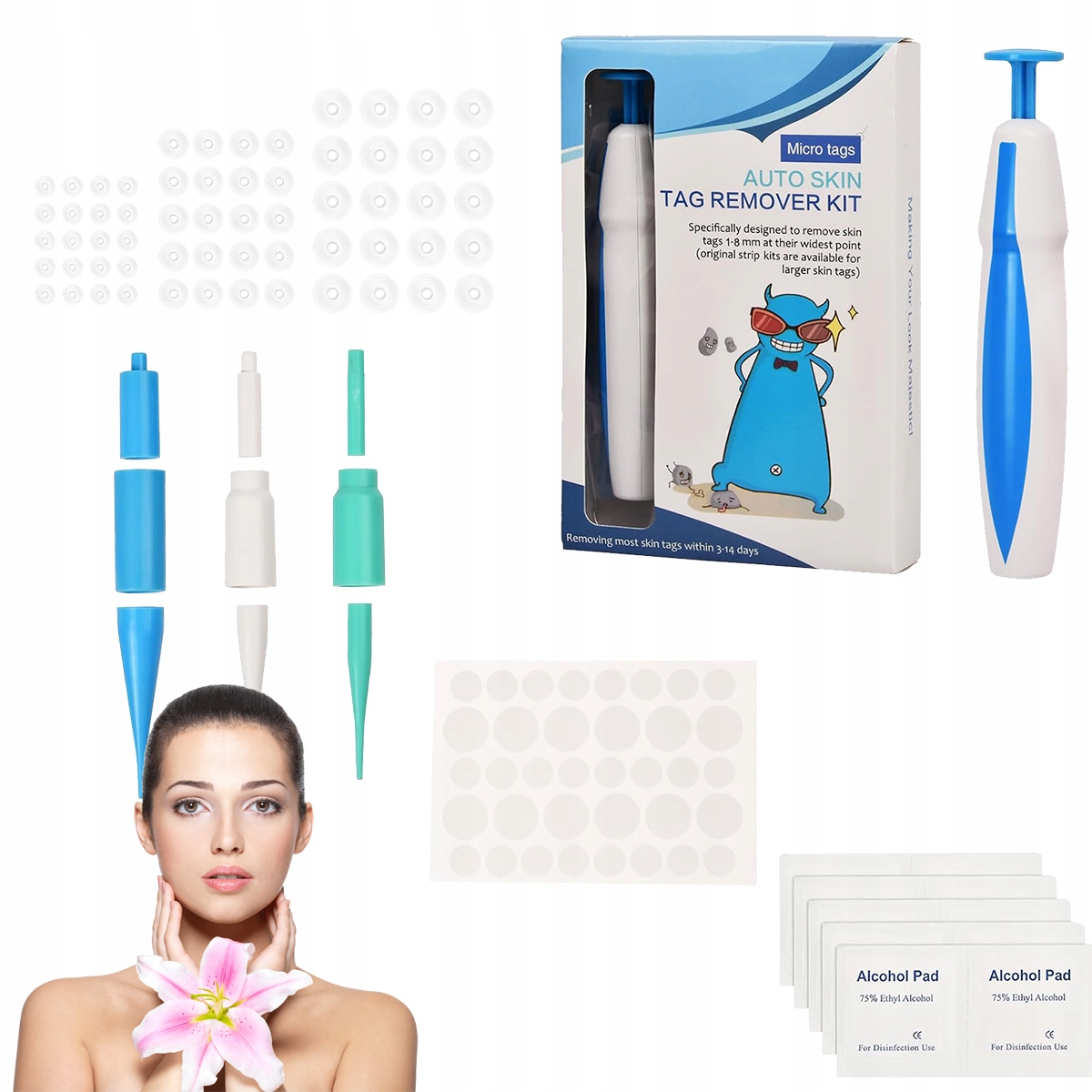 2v1 bezbolestná sada pro automatické odstraňování kožních bradavic