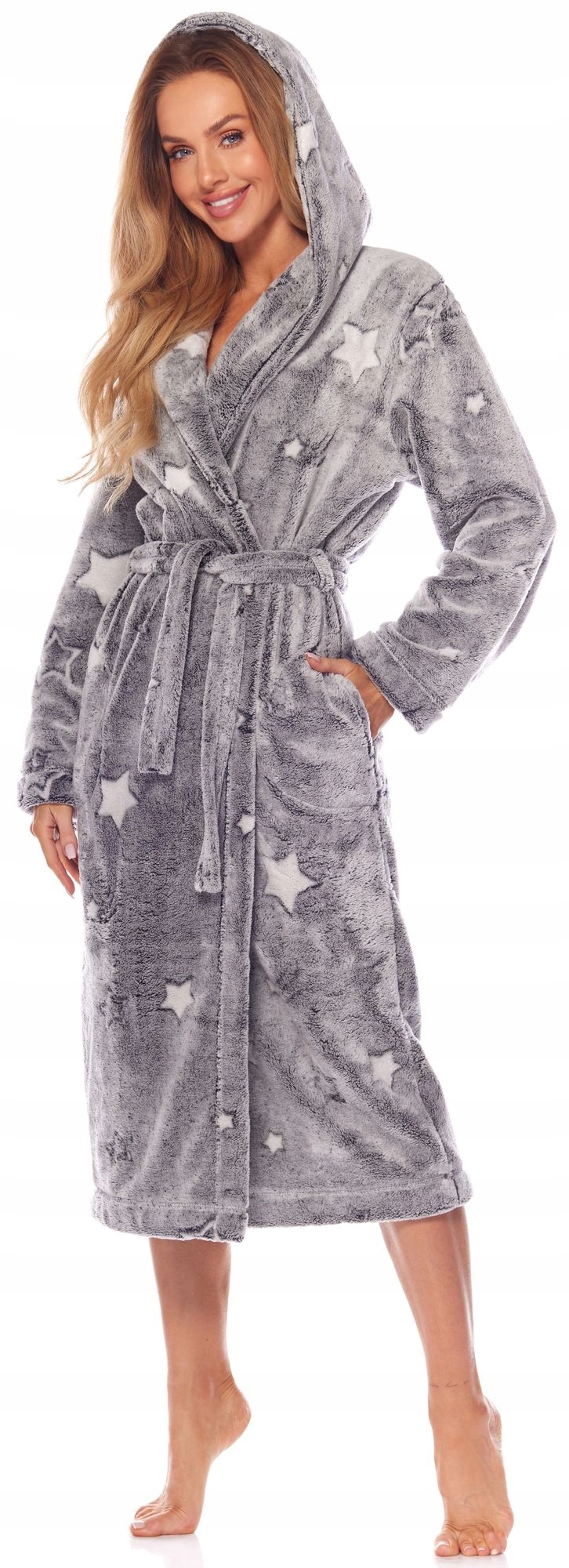 DŁUGI CIEPŁY PUCHOWY DAMSKI SZLAFROK PODOMKA M Materiał dominujący wellsoft