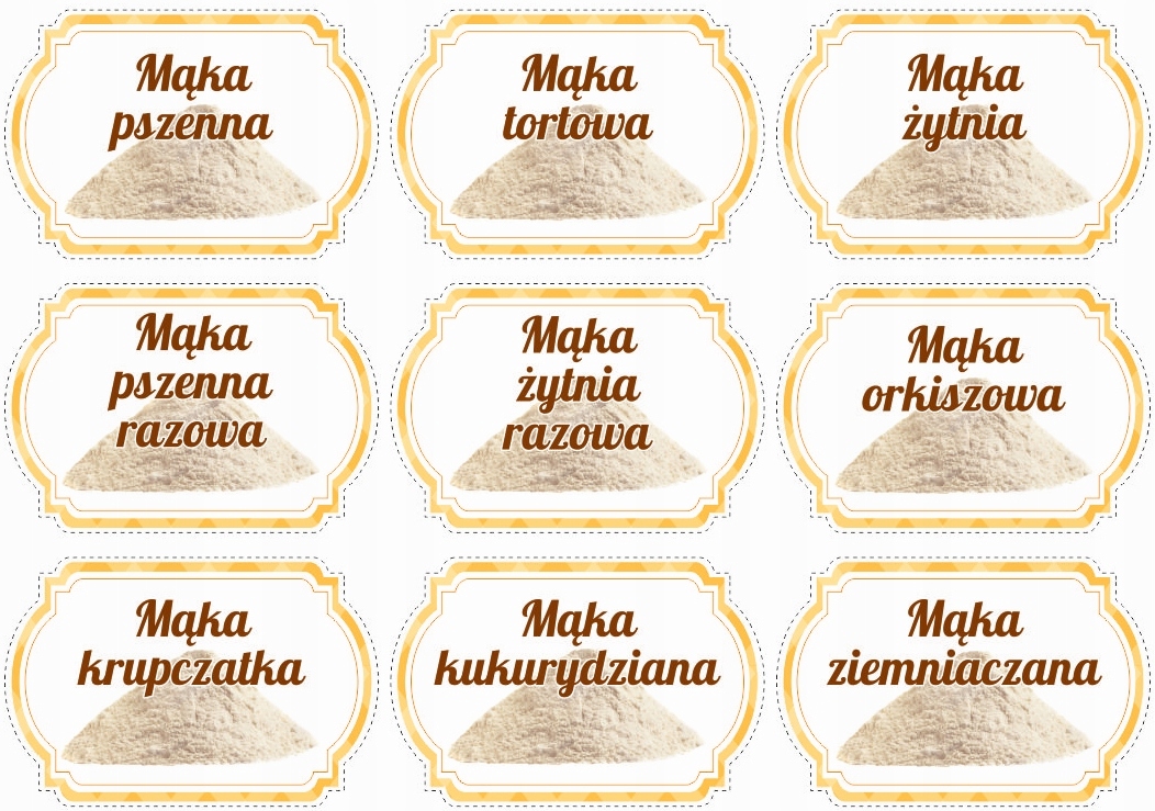 

Naklejki etykiety słoiki pojemniki kuchenne 9szt E