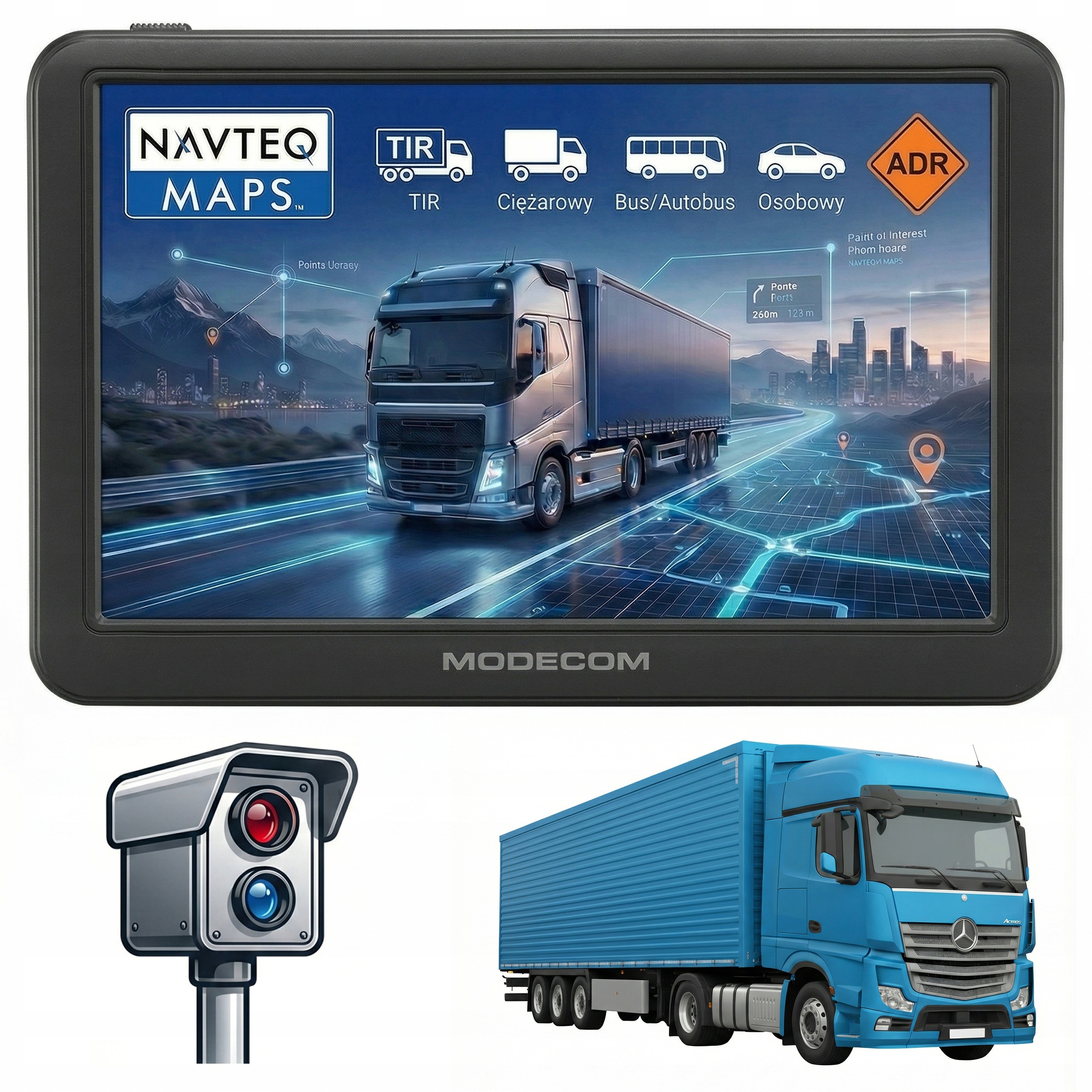 Navigácia 7 palcov Nákladné autá Modecom CX 7.0 Truck Tir Bus Fotoradary 2026