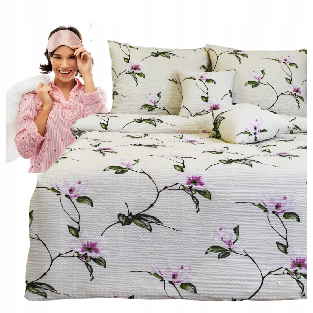 krepové povlečení 140x200 1x70/80 Magnolie Krém hrubý Vysoká kvalita