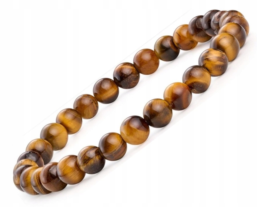 BRANSOLETKA MĘSKA KORALIKI KAMIEŃ TYGRYSIE OKO 6mm