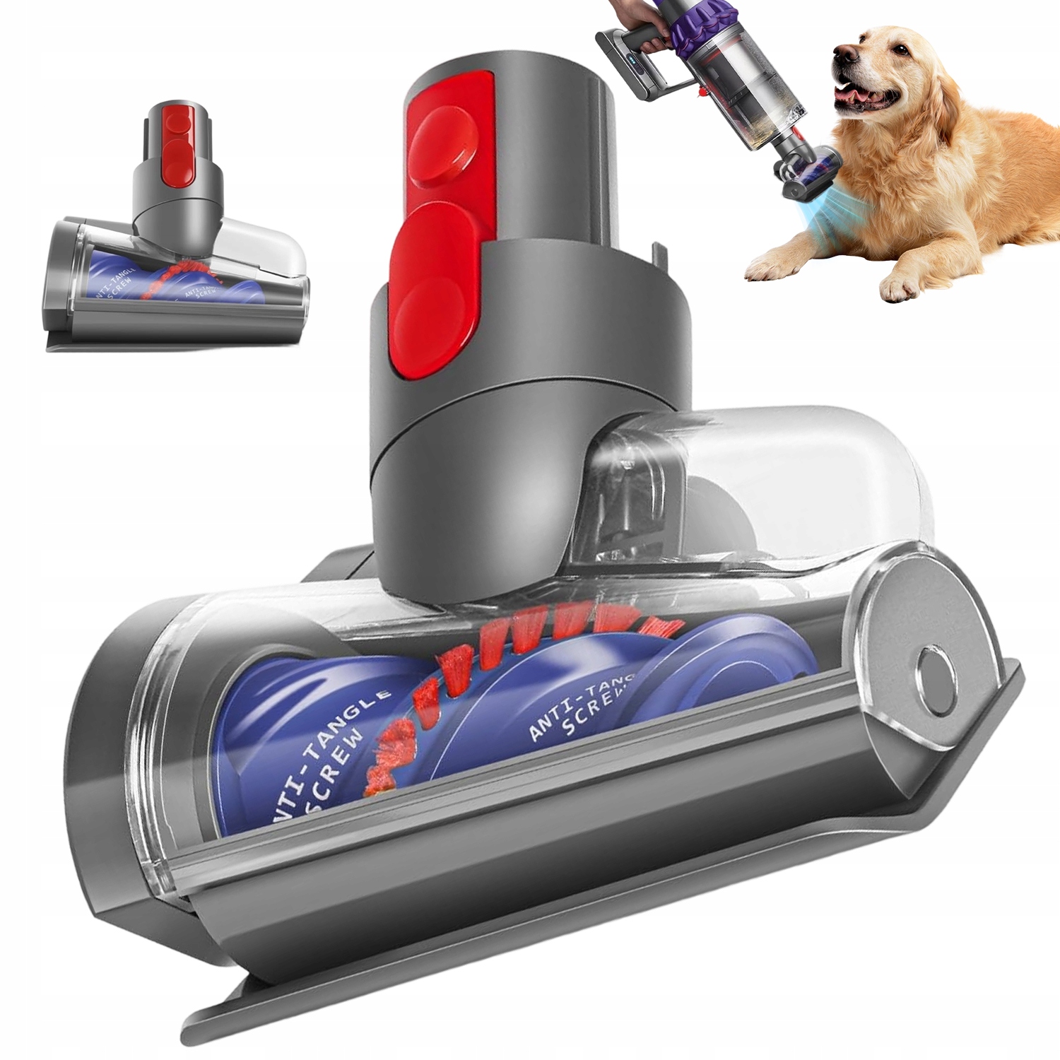 Kónický protizamotávací kartáč pro Dyson V15/V11/V10/V8/V7 tmavě šedý