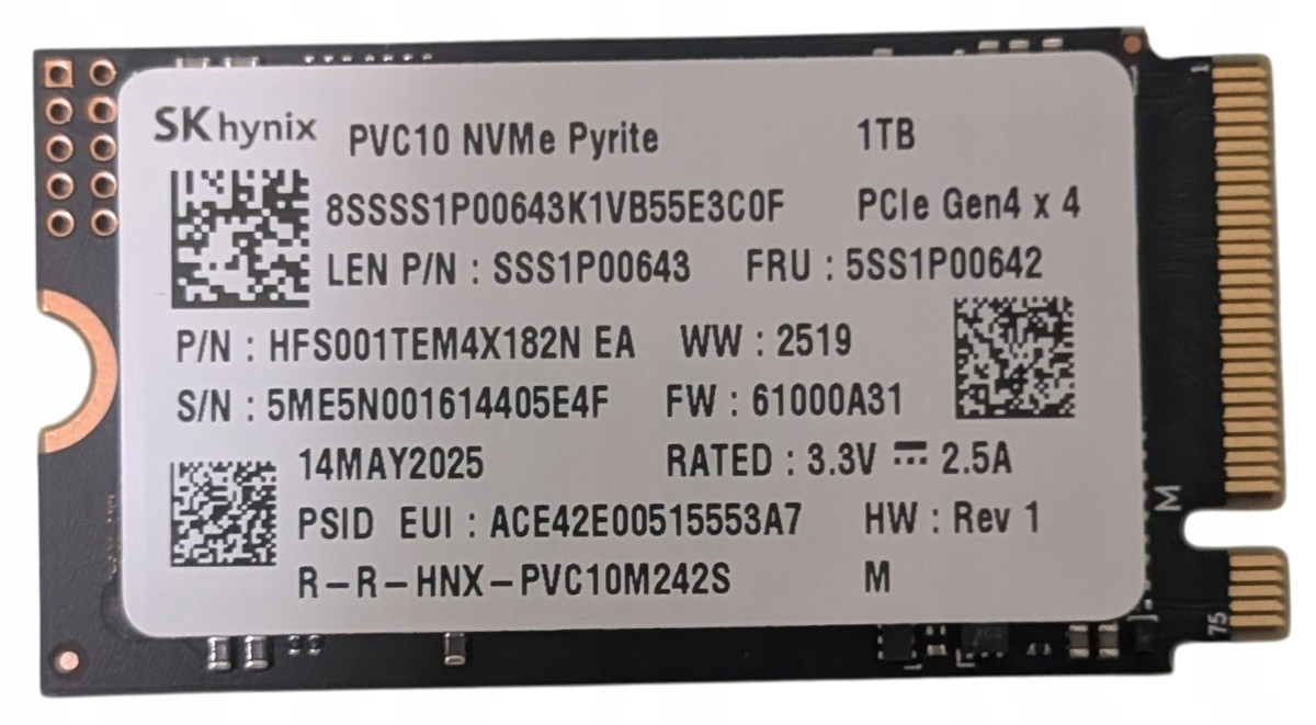 DYSK SSD SK HYNIX 1TB PVC10 4x4GEN M.2 NVME 2230 STEAM DECK