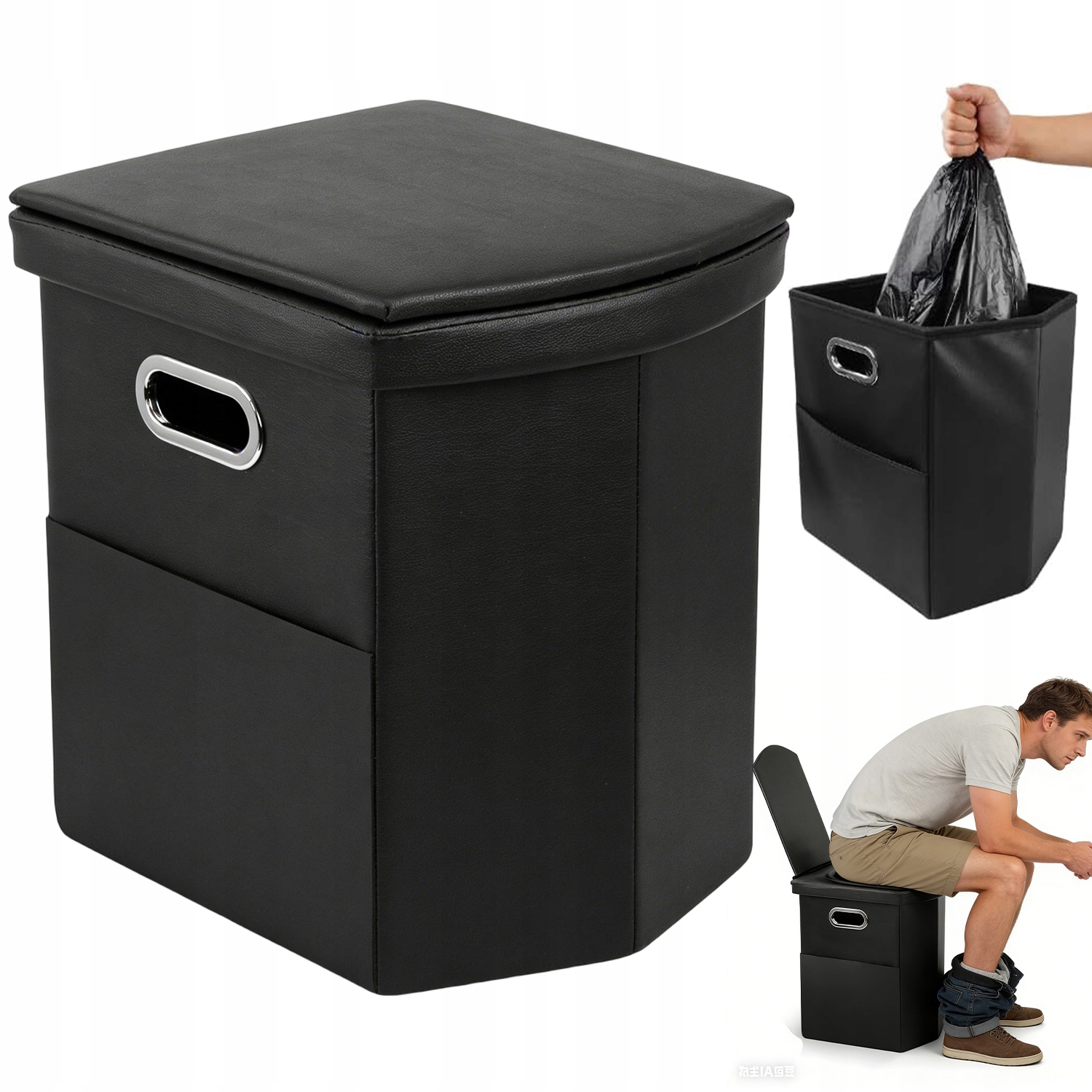 Přenosná Skládací Turistická Toaleta S Koženým Sedákem