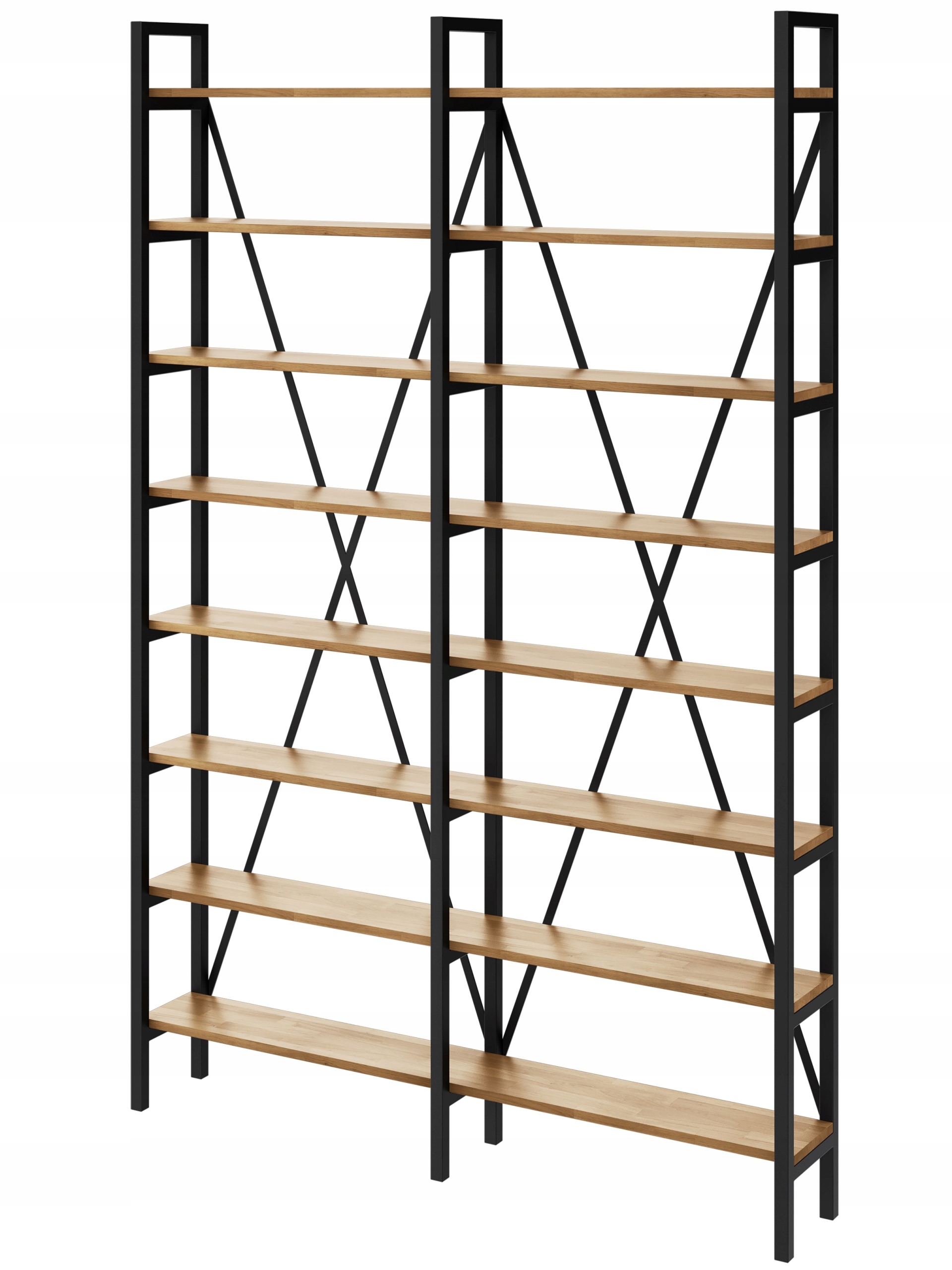 Industriální regál Loft na knihy dub D8-40 180 cm