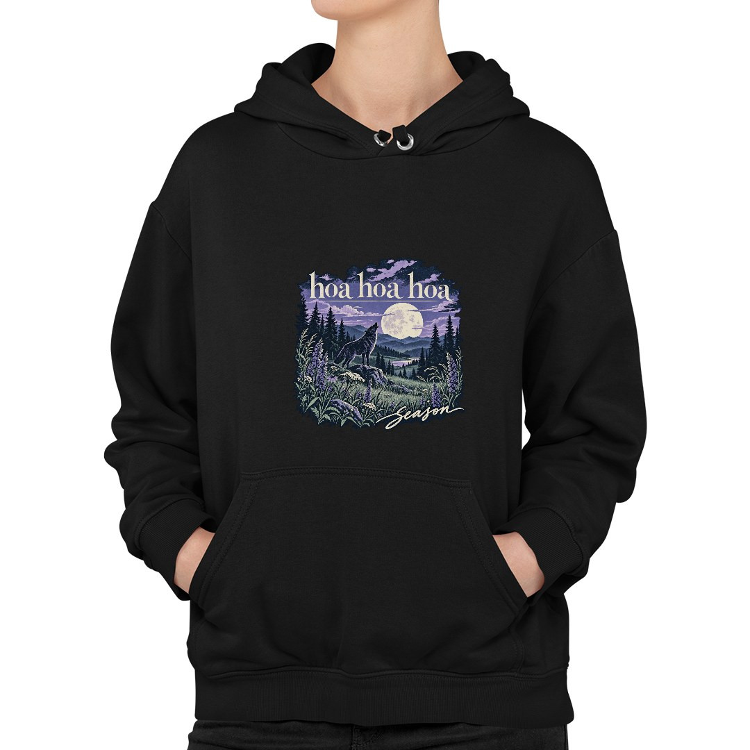 Hoa hoa hoa season vlk a měsíc dámská mikina Dárek k Vánocům XL