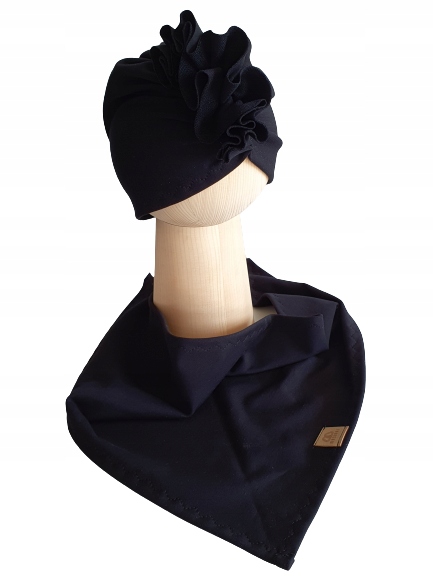

Zestaw Czapka Turban + Chusta Czarny 48-51cm