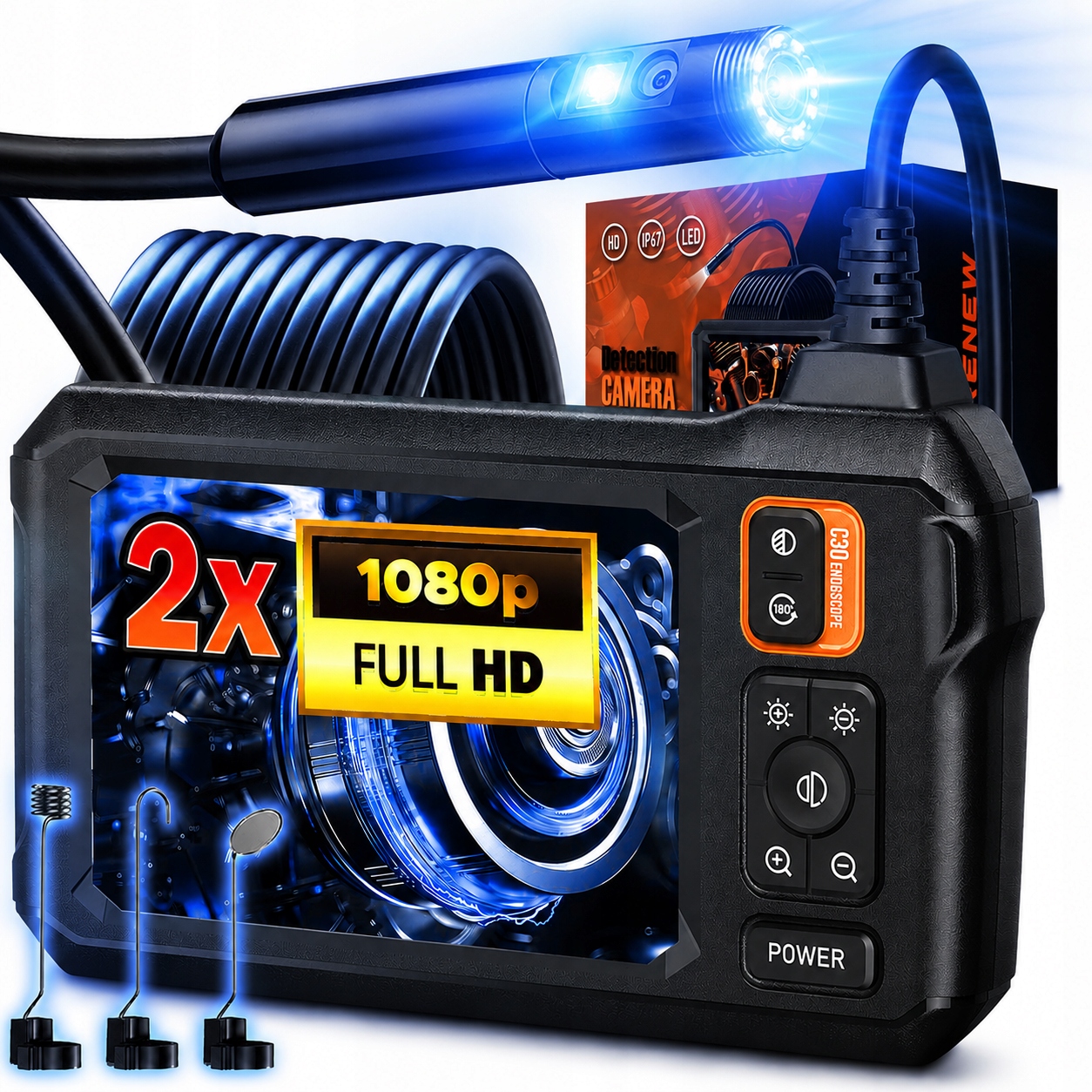 Endoskop Kamera Inspekcyjna Full Hd 5M Dual 2x Kamery Ips Cmos 1080p IP67
