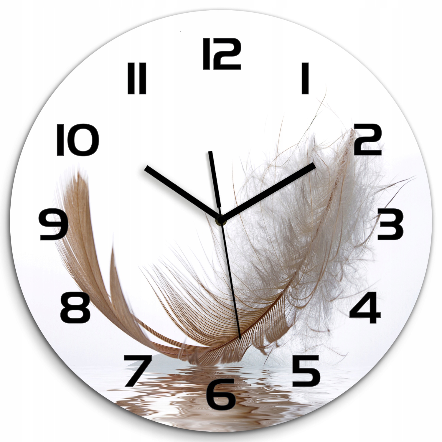 

Duży szklany zegar ścienny Piórko na wodzie fi 60