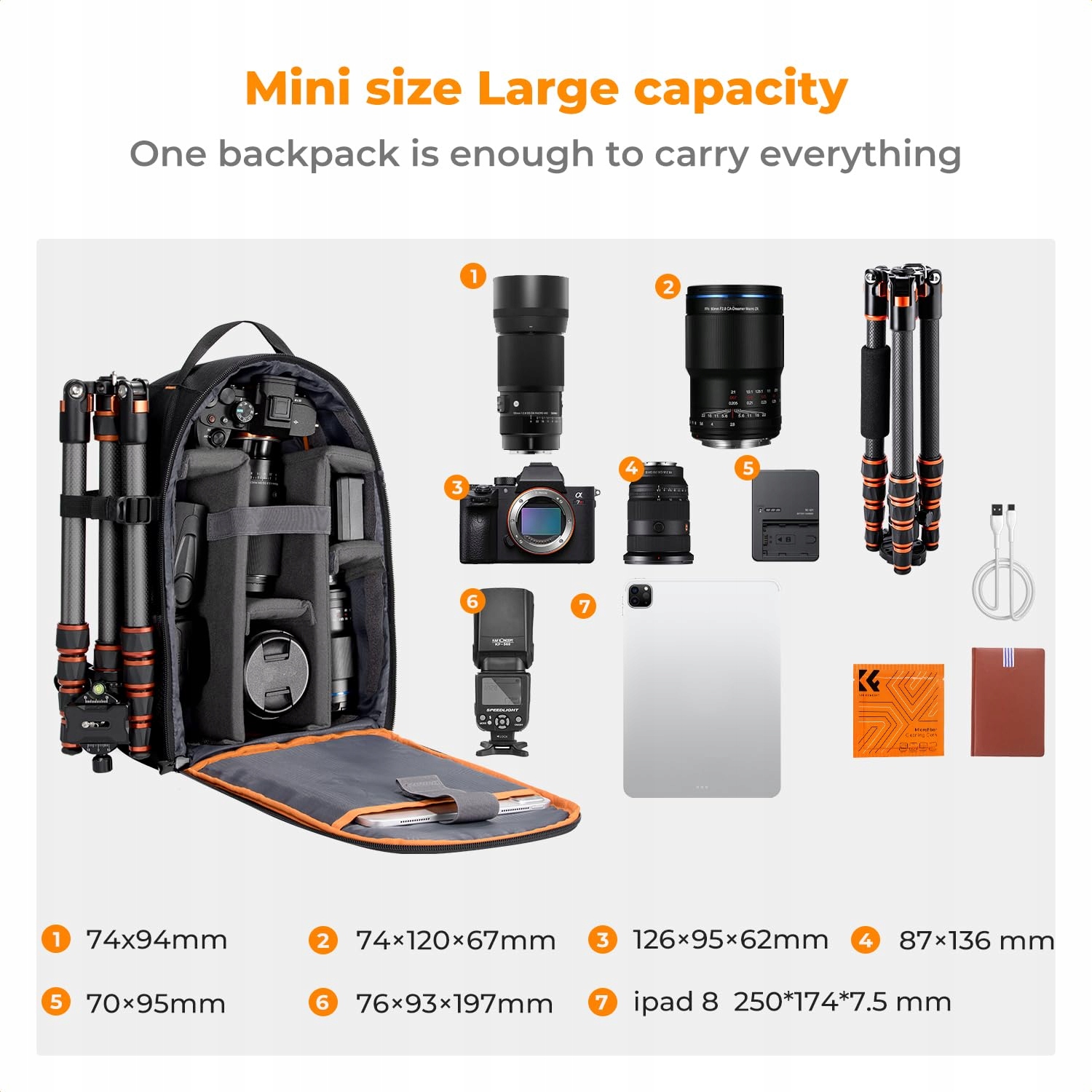 K&F CONCEPT Wodoodporny Plecak Foto z Przegrodą Na Laptopa — miniatura 5