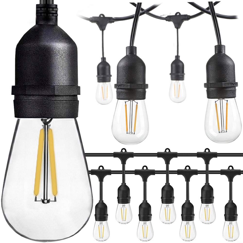 Venkovní Zahradní Girlanda Vodotěsná 100 M, Světelný Řetěz Žárovky