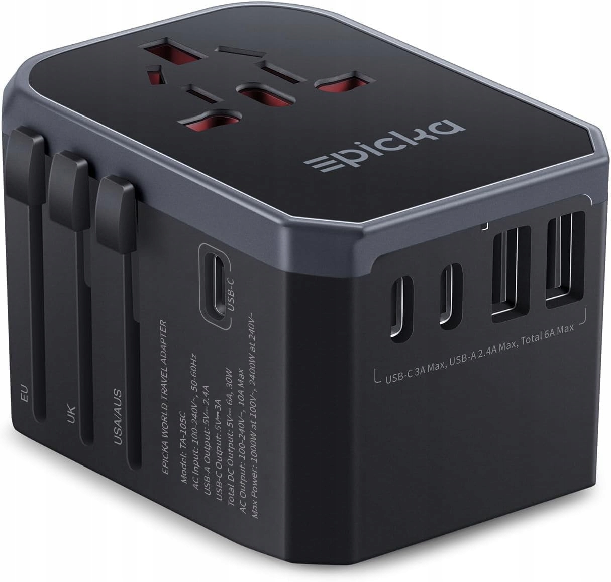 Epicka Cestovní adaptér univerzální 30W 3 Usb-c 2 Usb-a pro celý svět reg10