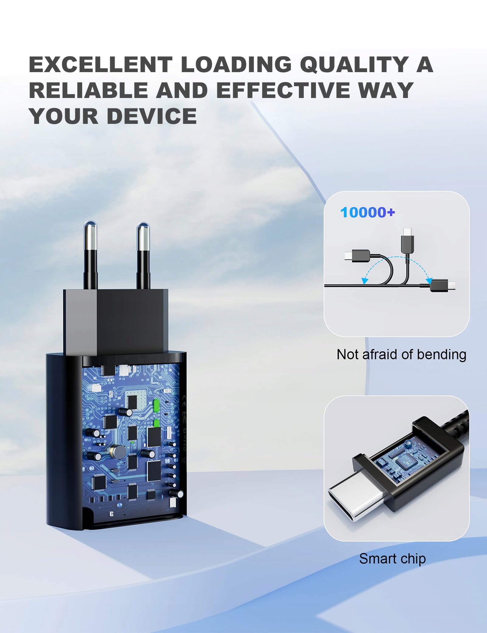 KAYSHOW USB-C Fast Charger 2m for Samsung Huawei Xperia Redmi — miniatura 3