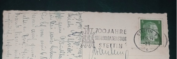 STEMPEL 700 LAT OBRONY SZCZECINA( STEMPEL NIEMIECKI) 1943
