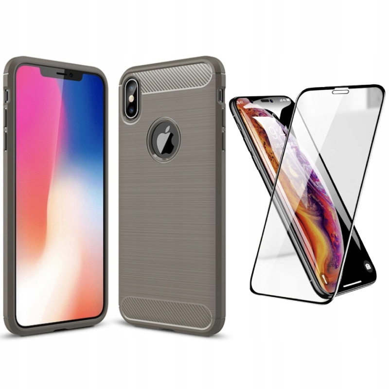

Etui Pancerne Carbon Case do iPhone X Xs +szkło 5D