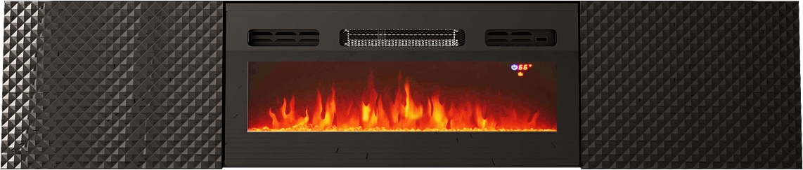 

Szafka Rtv Carbon 01 z kominkiem czarny połysk Meg