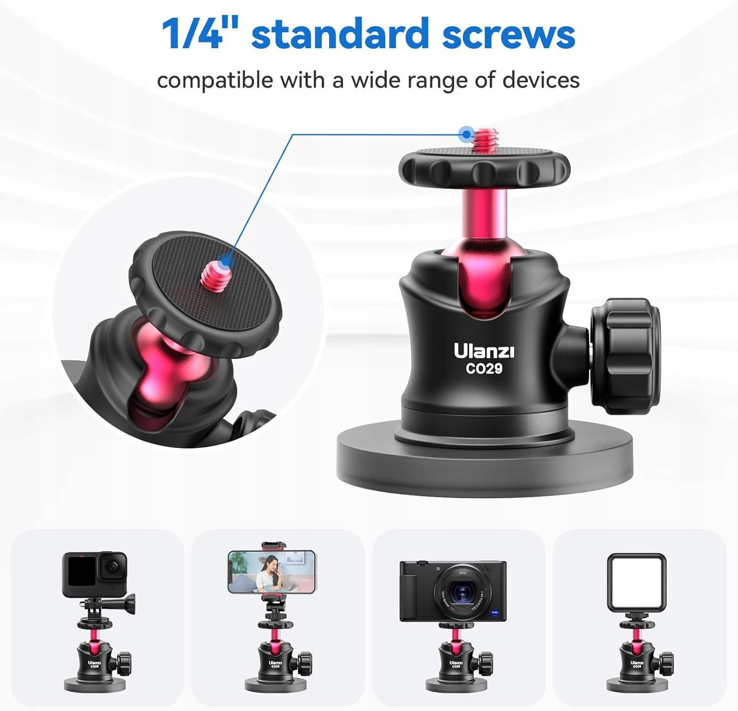 ULANZI Magnetyczny Uchwyt Do GoPro Z Obrotową Głowicą 360 Stopni — miniatura 3