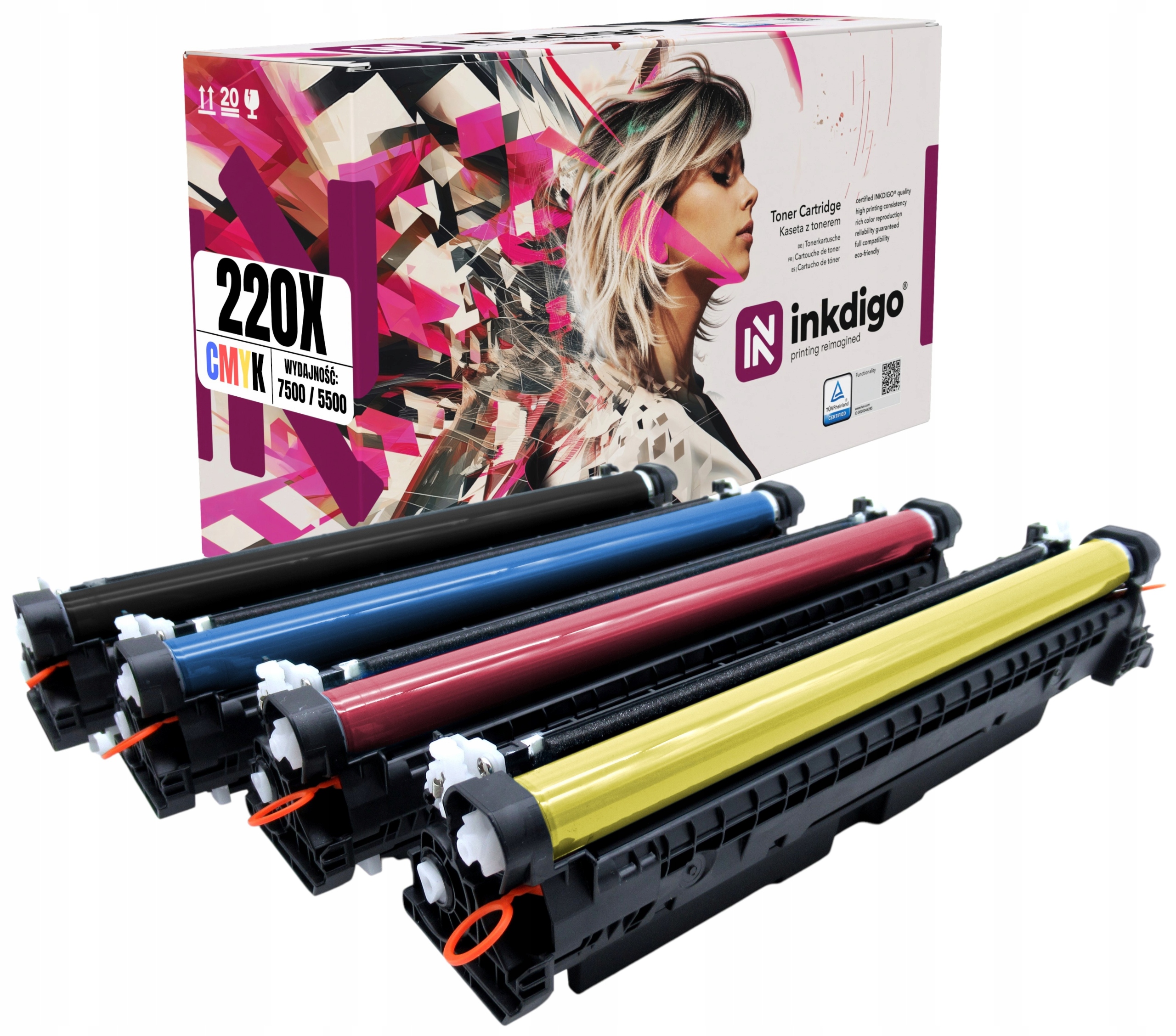 4x Toner pro Hp 220A W2200-W2203 LaserJet 4201 4202 4302 4303 Sada Cmyk XL