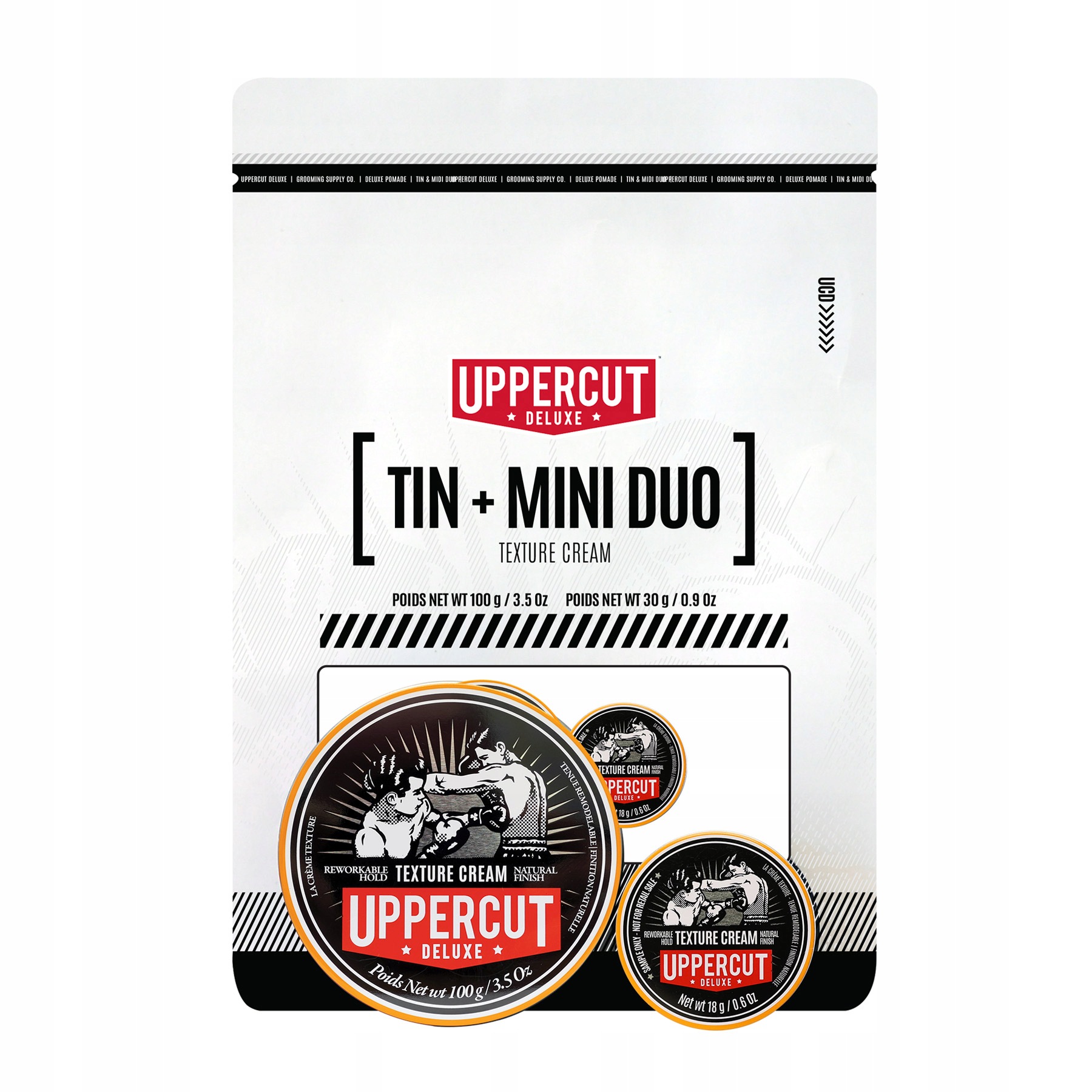 Uppercut Deluxe Tin Duo Texture Cream Zestaw pomada do włosów 100g 18g
