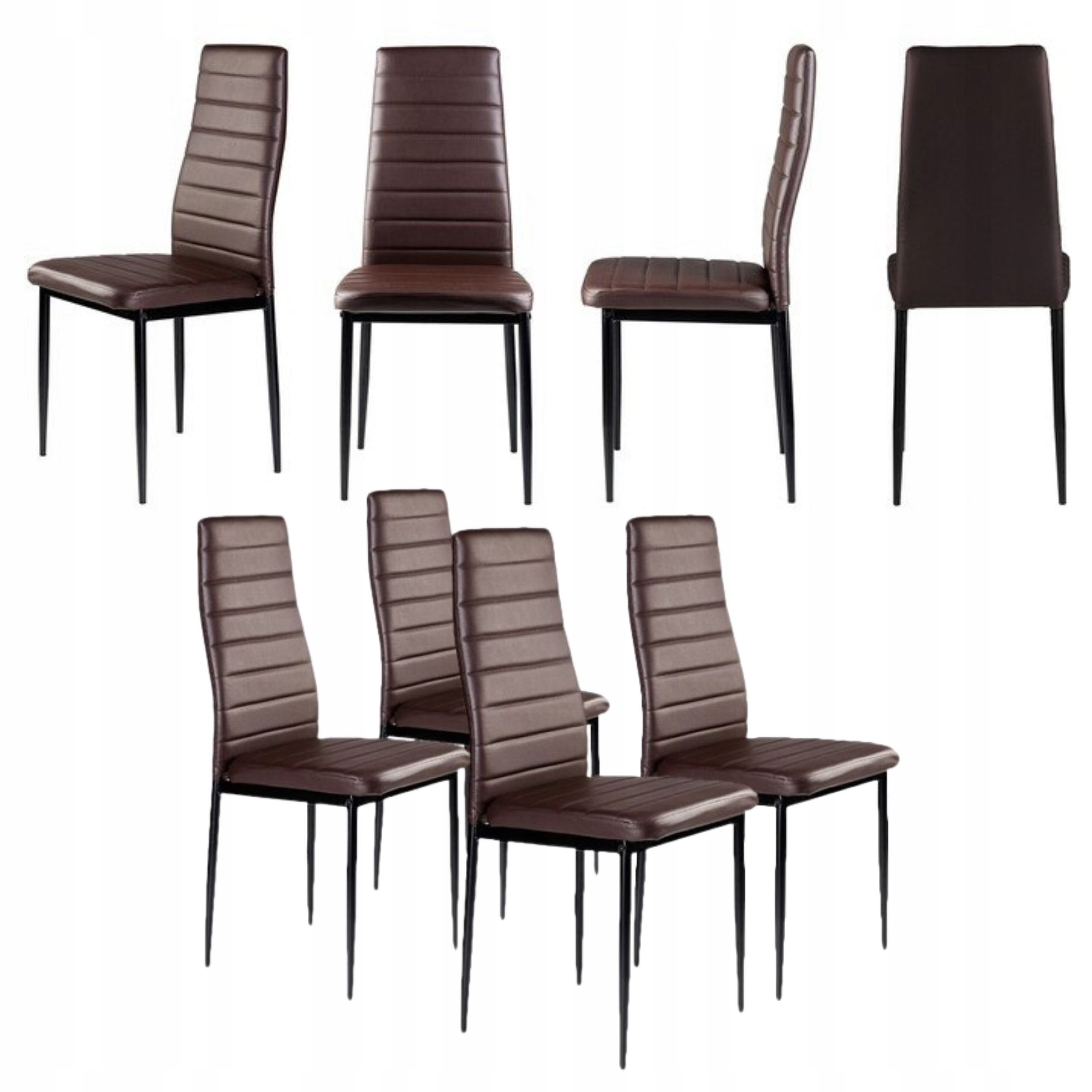 Sada jídelních židlí z ekokůže s vysokým opěradlem, hnědá, loftová barva